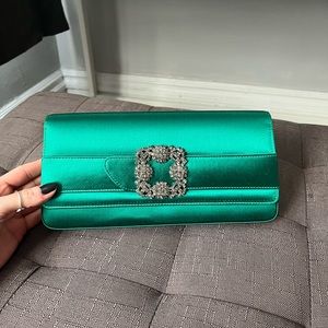 Manolo Blahnik Green Crystal Clutch